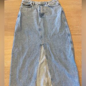 Mango Denim Midi Skirt with Slit-Size L